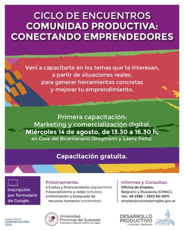 Ciclo de capacitaciones para emprendedores. | El Orden de Pringles